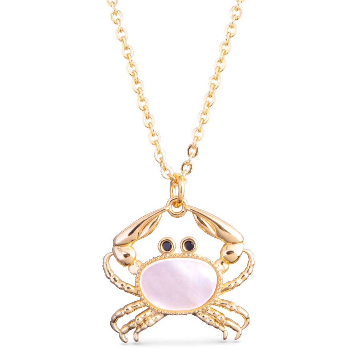 Mother of Pearl Crab Necklace - Gold