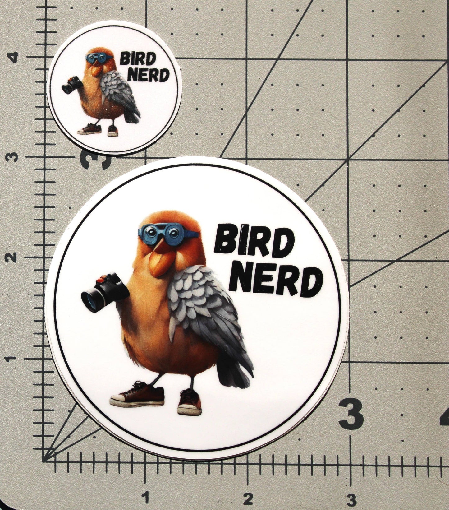 Quirky Bird Nerd Funny Round Vinyl Sticker