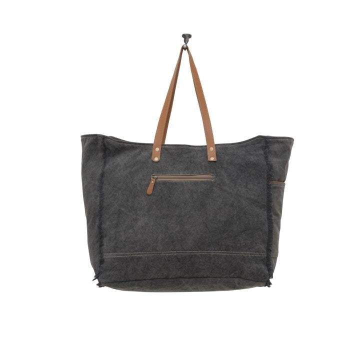 Myra Cowhide Western Turquoise Weekender Travel Bag