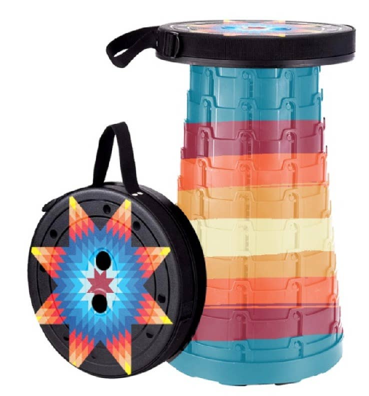 Stool - Portable Folding Stool-Southwestern Pattern