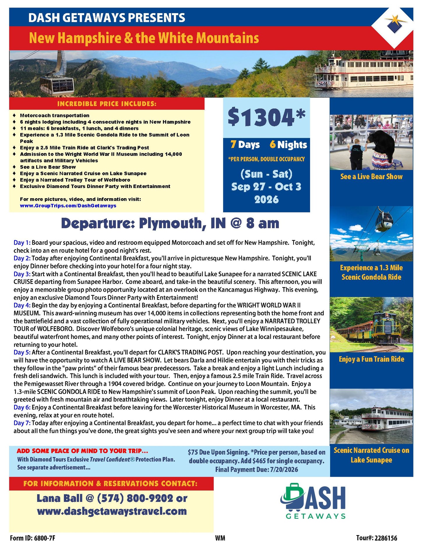 2026 Trip! September 27-October 3! New Hampshire & The White Mountains