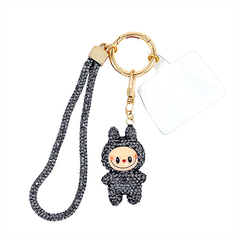 Bling Studded Monster Bunny Figure Phone Strap Keychain Bag Charm
