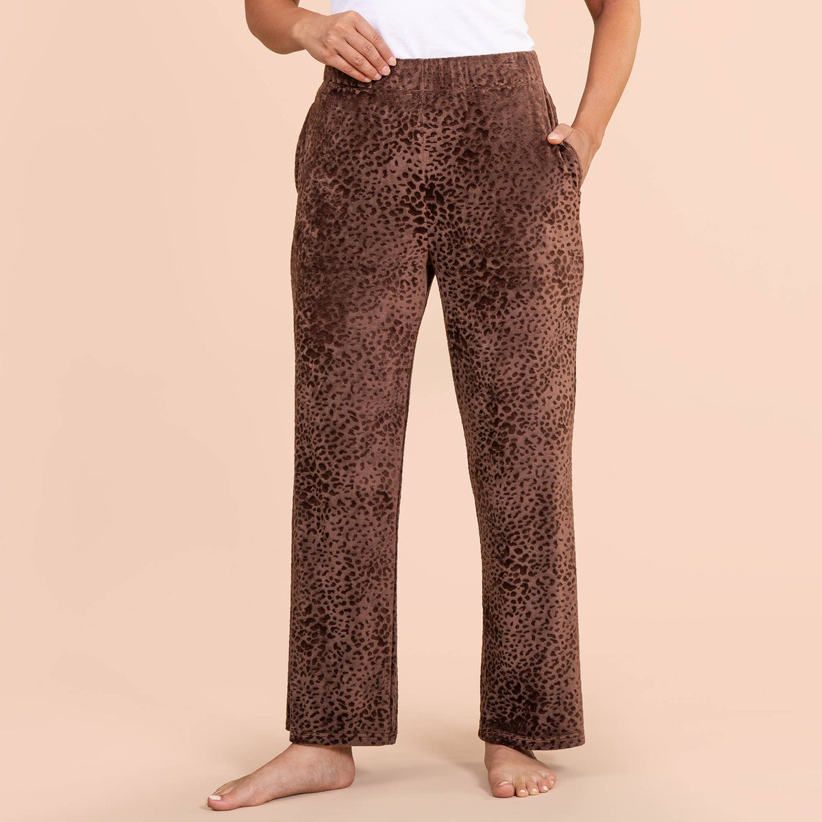 Leopard Luxe Lounge Pajama Pants | Soft Velour PJ Bottoms