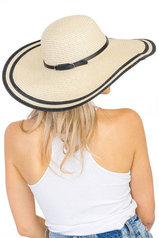 Buckle Belt Classic Black Rim Mid Size Floppy Beach Hat