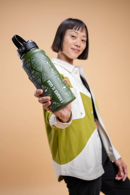 Water Bottle - Original Parks of the USA Bucket List Insulated Water Bottle 32oz w/ stamps Included