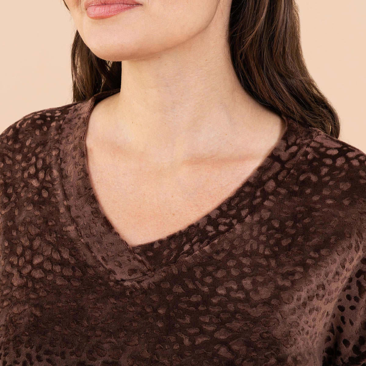 Leopard Luxe Lounge Pajama Top | Long-Sleeve Velour PJs