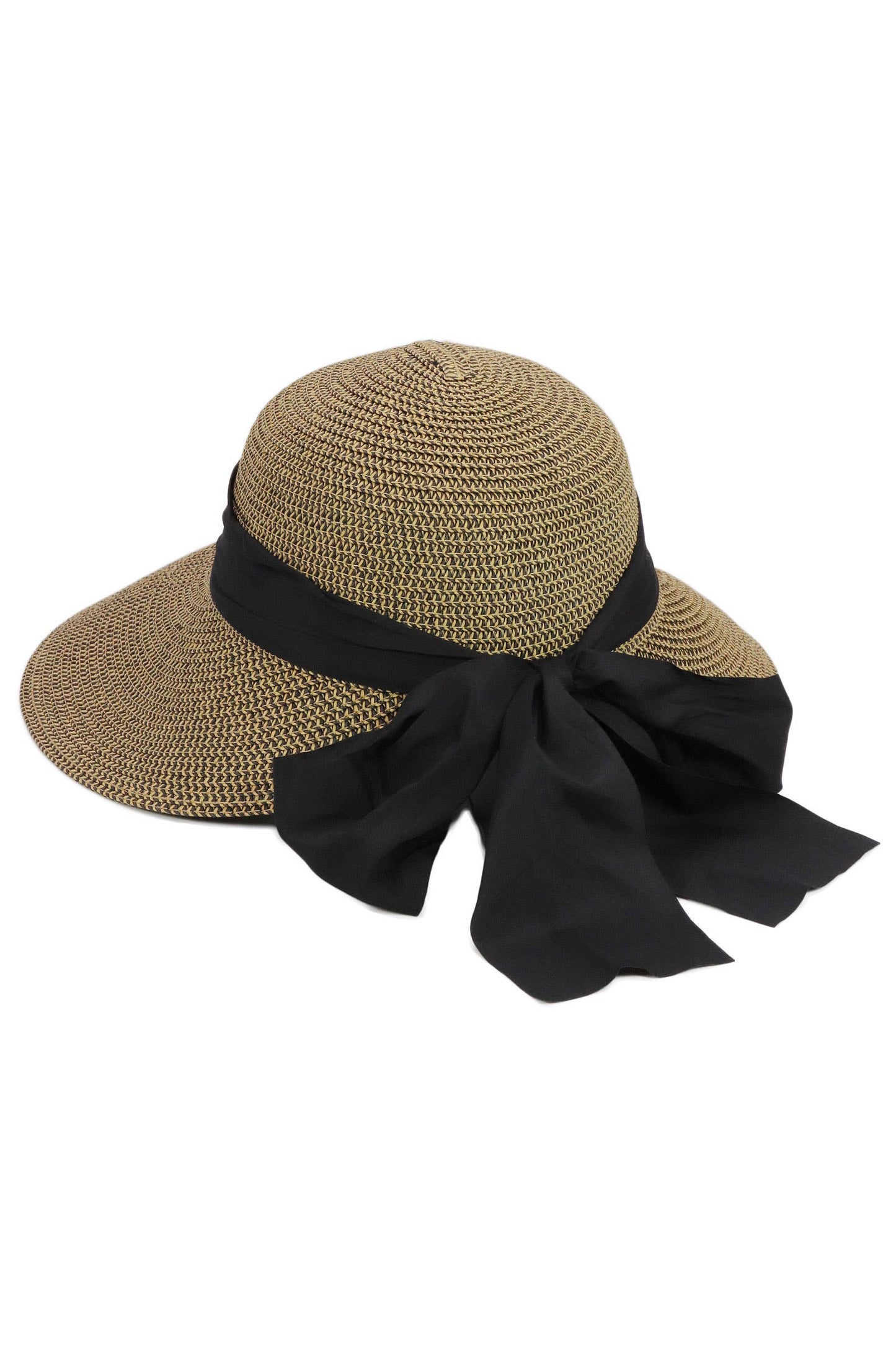 Mix Grain Straw Satin Ribbon Dome Derby Sun Hat