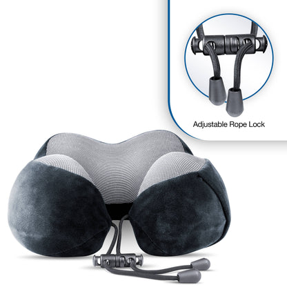 Cloudz Tech Memory Foam Travel Pillow With Earplugs - Black