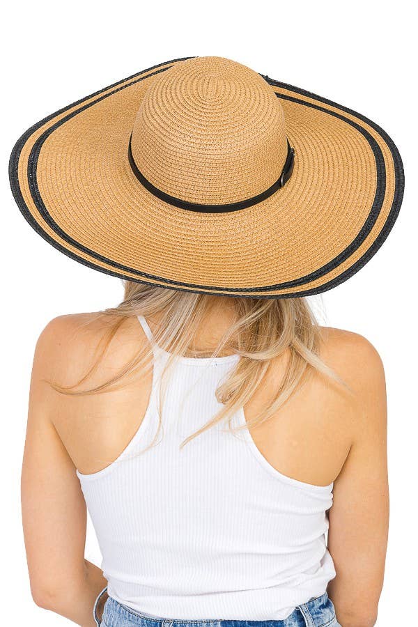 Buckle Belt Classic Black Rim Mid Size Floppy Beach Hat