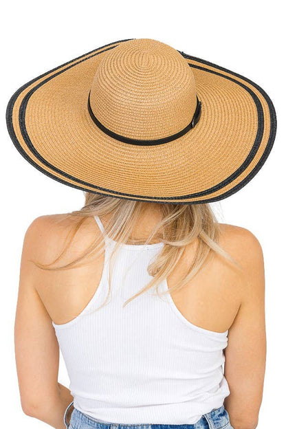 Buckle Belt Classic Black Rim Mid Size Floppy Beach Hat