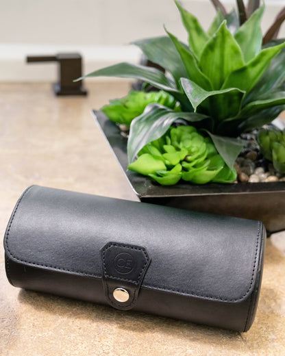 Travel Watch Case - Black Vegan Leather