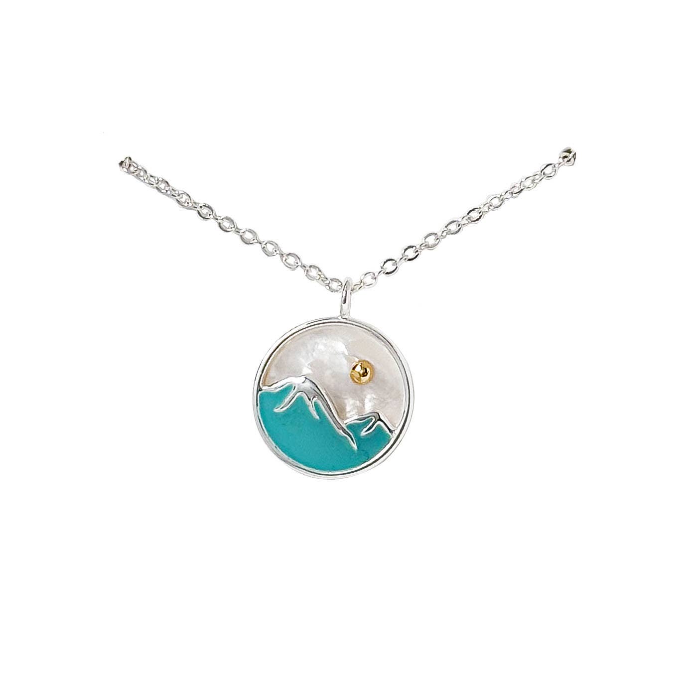 MOP and Enamel Mountain Necklace