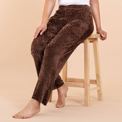 Leopard Luxe Lounge Pajama Pants | Soft Velour PJ Bottoms