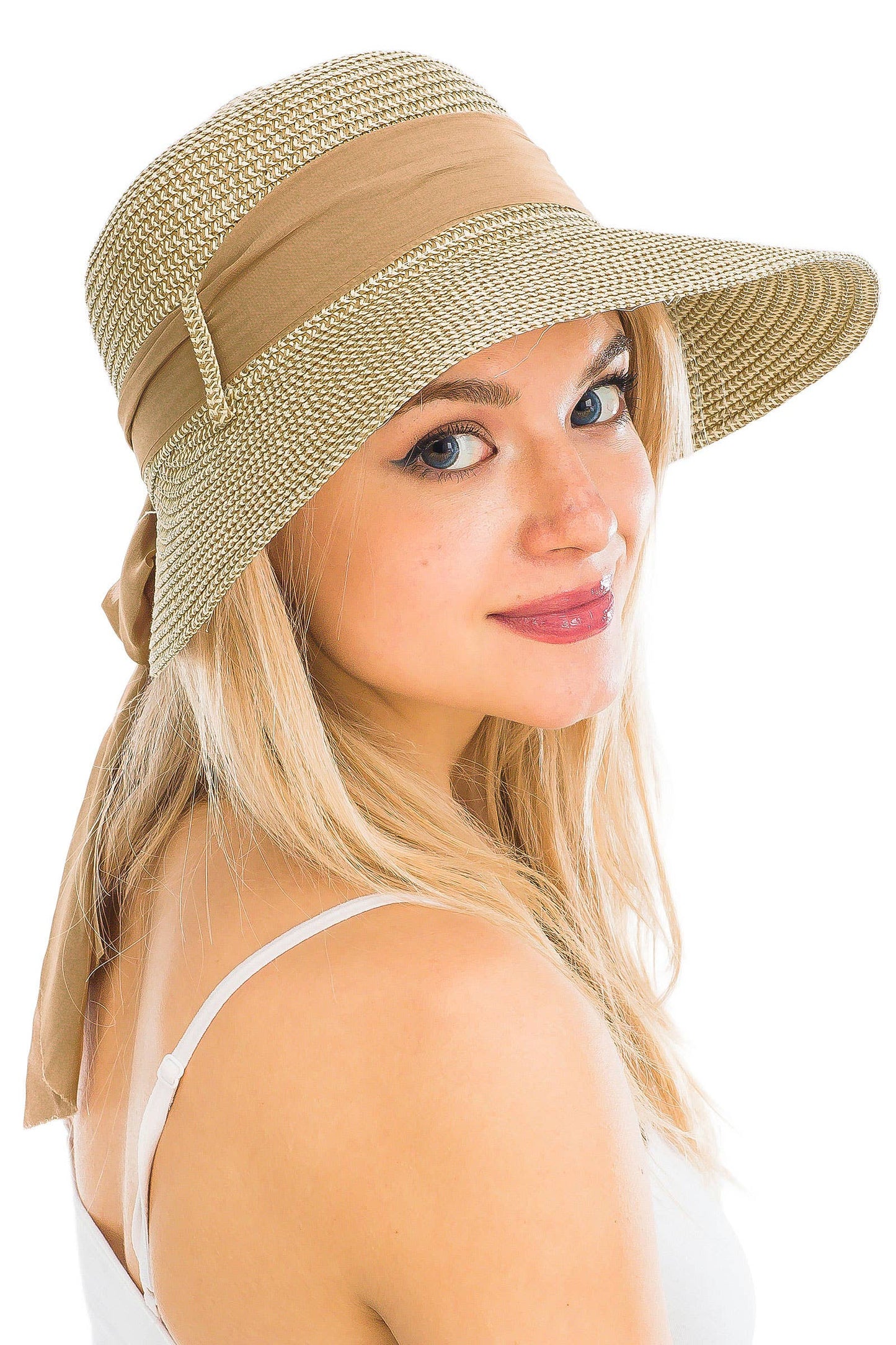 Mix Grain Straw Satin Ribbon Dome Derby Sun Hat