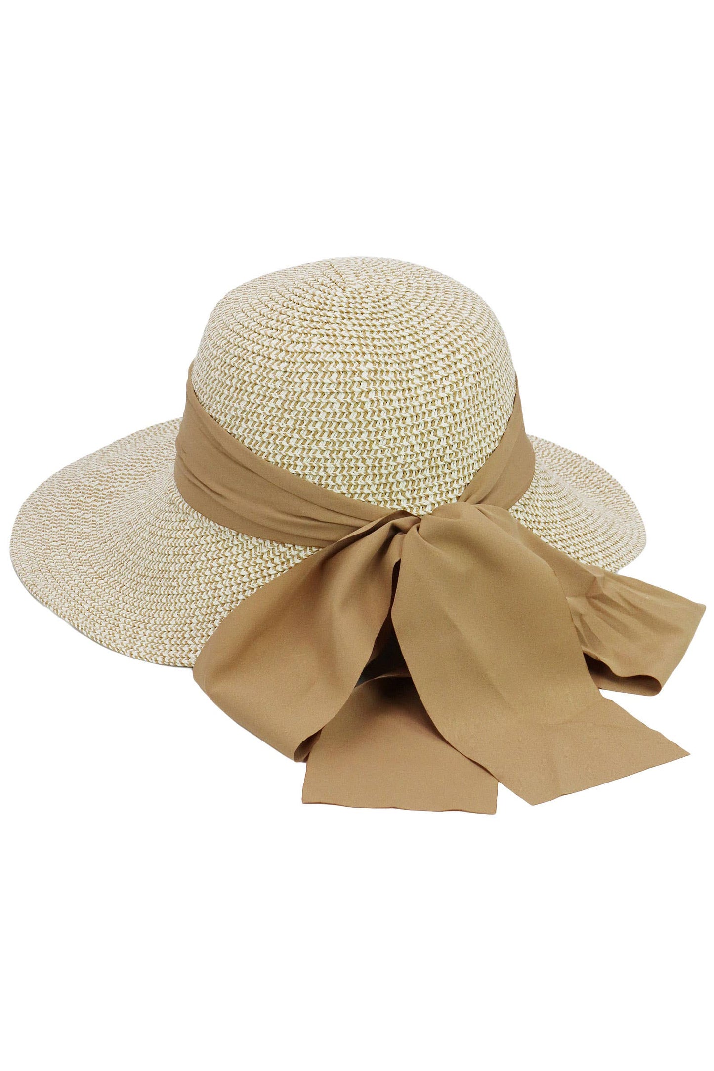 Mix Grain Straw Satin Ribbon Dome Derby Sun Hat