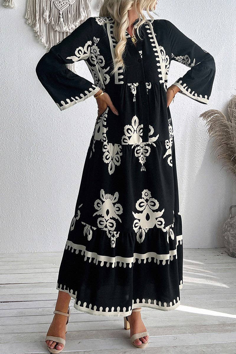Regal Baroque Midi Dress