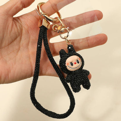 Bling Studded Monster Bunny Figure Phone Strap Keychain Bag Charm