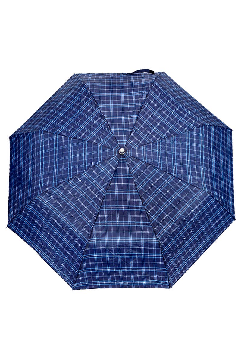 Plaid Auto Open Bi-Fold Compact Umbrella