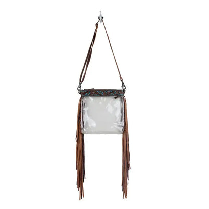 Fringe Western Tooled Leather Clear Stadium Bag