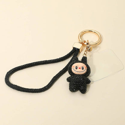 Bling Studded Monster Bunny Figure Phone Strap Keychain Bag Charm