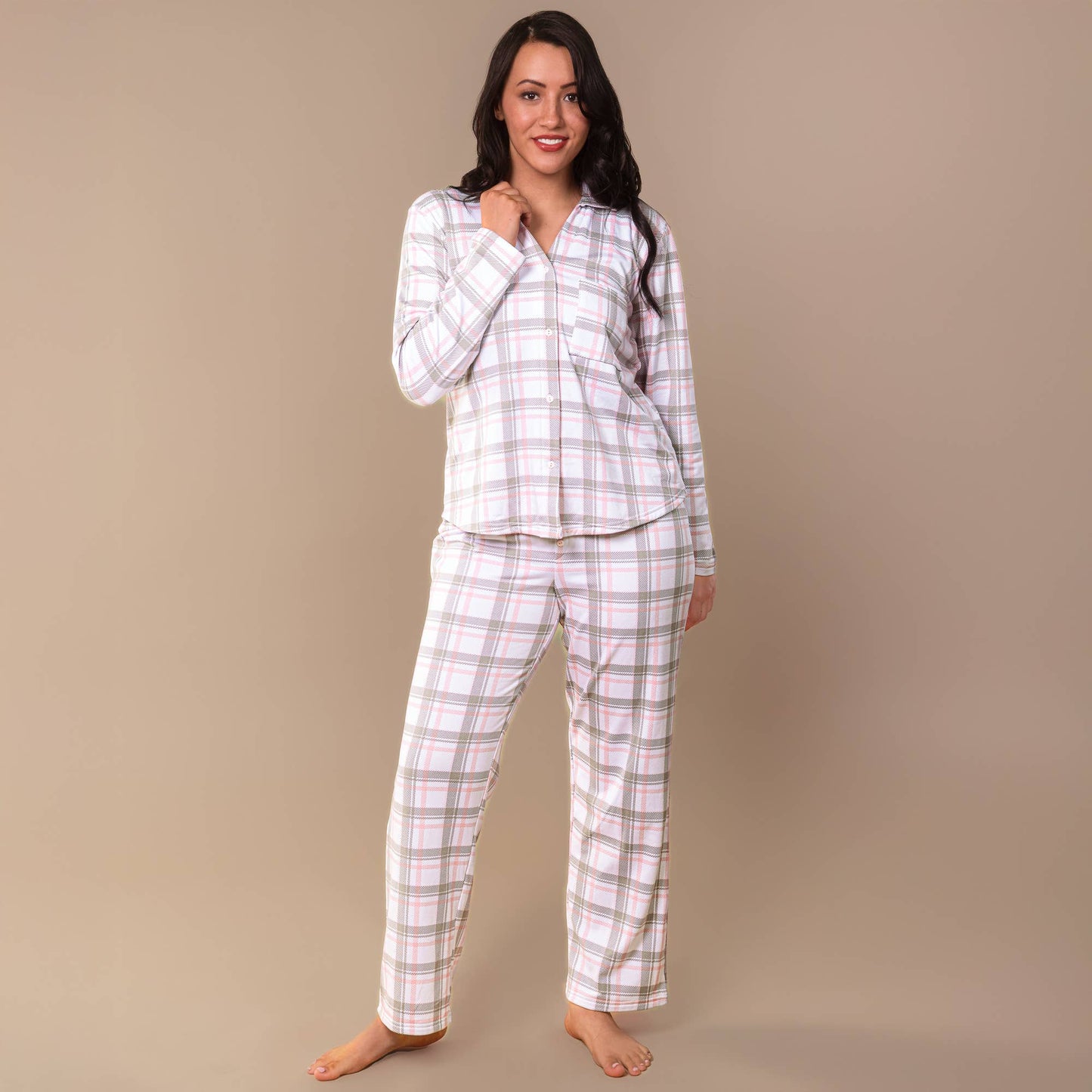 Pink and Grey Plaid Pajama Pants | Cloud Plush PJ Bottoms