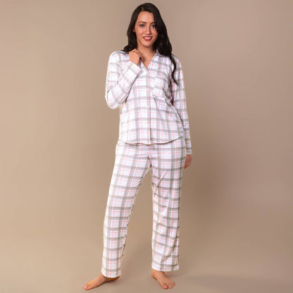 Pink and Grey Plaid Pajama Pants | Cloud Plush PJ Bottoms