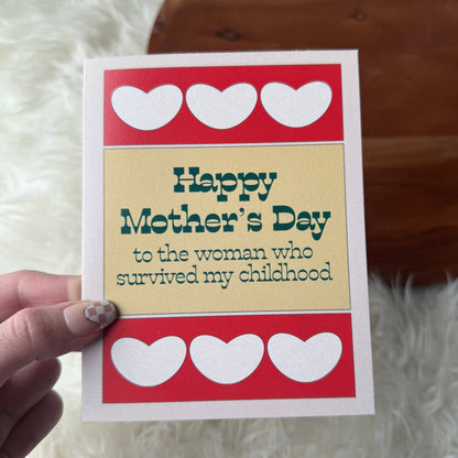 "To the woman who survived my childhood" Mother's Day Card