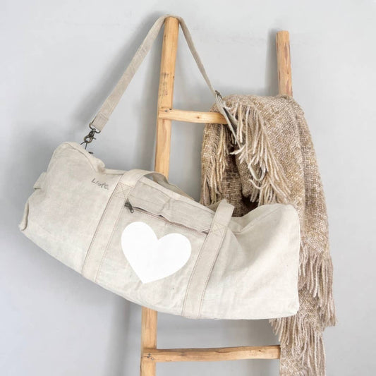 Yoga/Sports Bag heart white (vintage light canvas) NEW