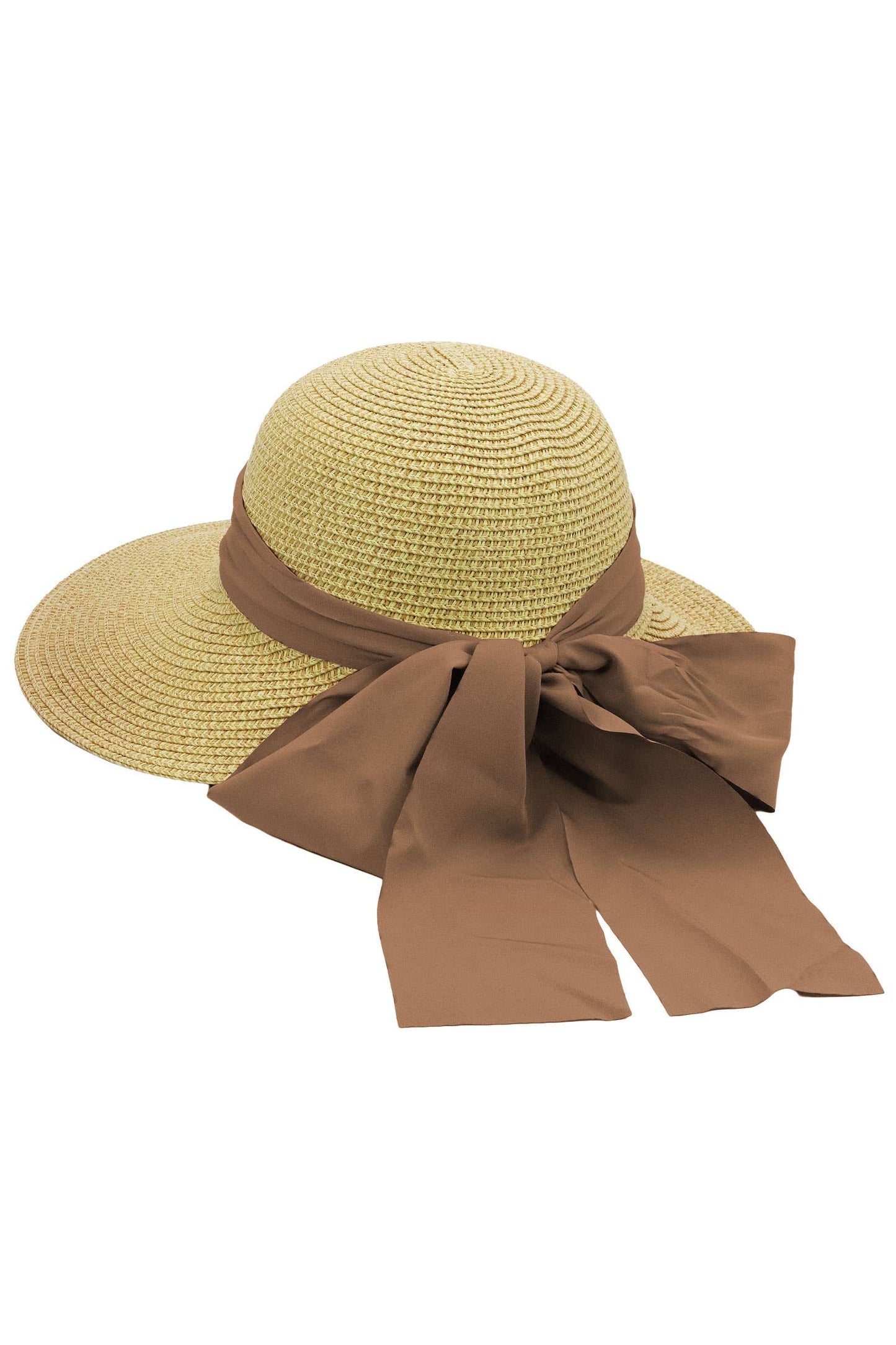 Mix Grain Straw Satin Ribbon Dome Derby Sun Hat