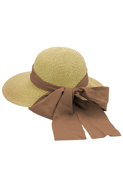 Mix Grain Straw Satin Ribbon Dome Derby Sun Hat