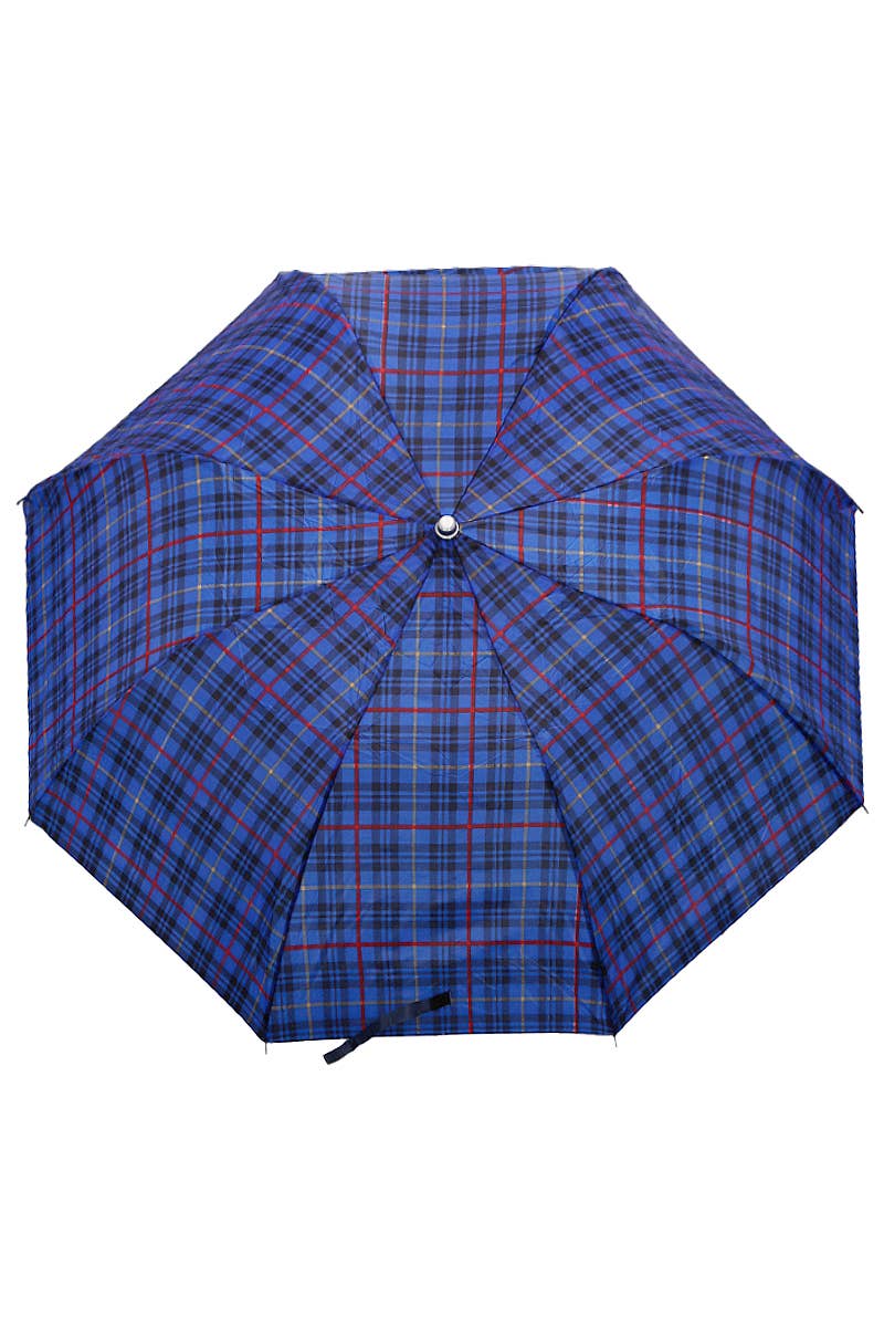 Plaid Auto Open Bi-Fold Compact Umbrella