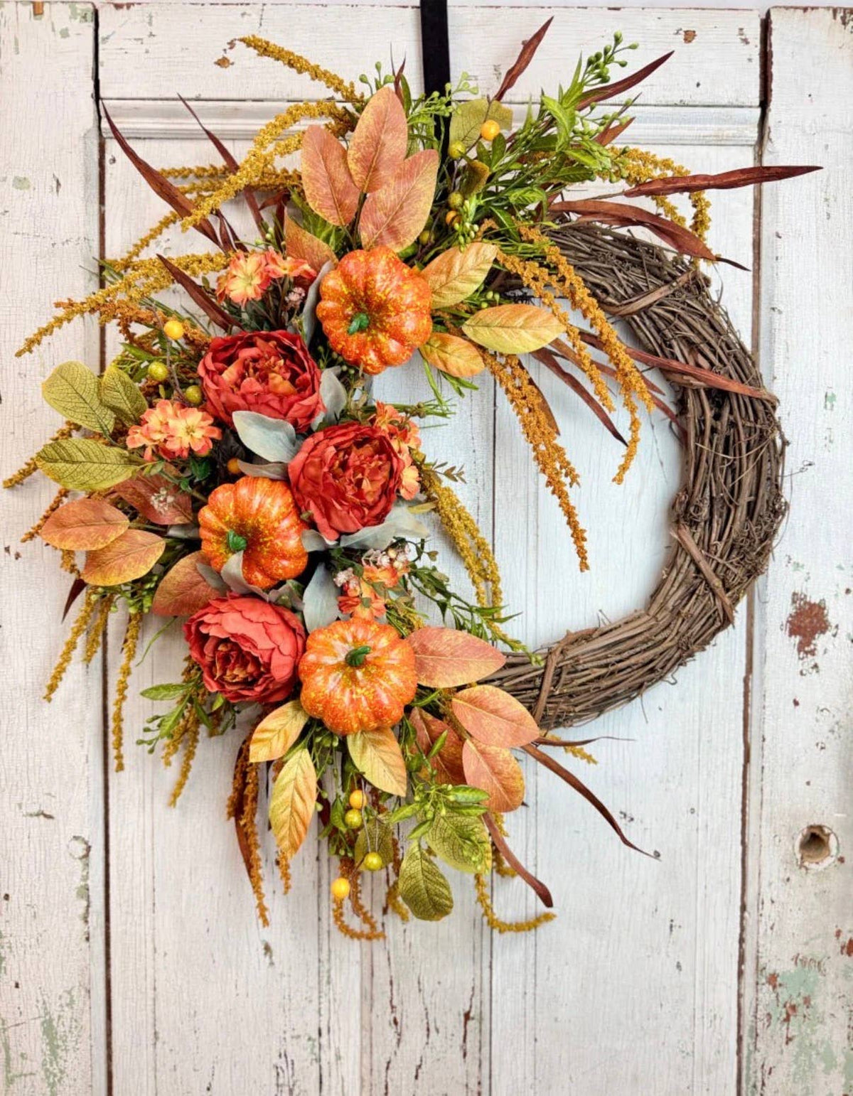Fall Harvest Handcrafted Grapevine Wreath