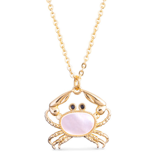 Mother of Pearl Crab Necklace -  Gold