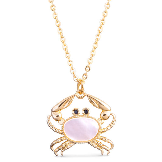 Mother of Pearl Crab Necklace -  Gold
