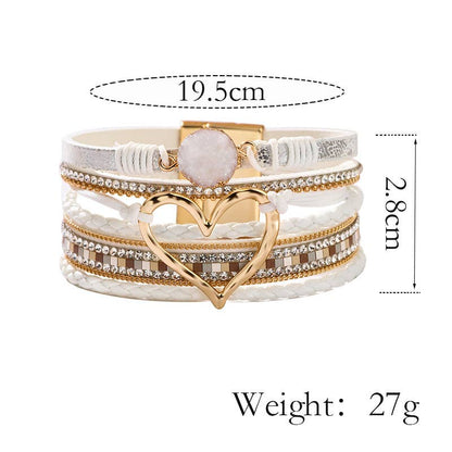 Bohemian Heart Buckle Bracelet | Rhinestone Magnetic