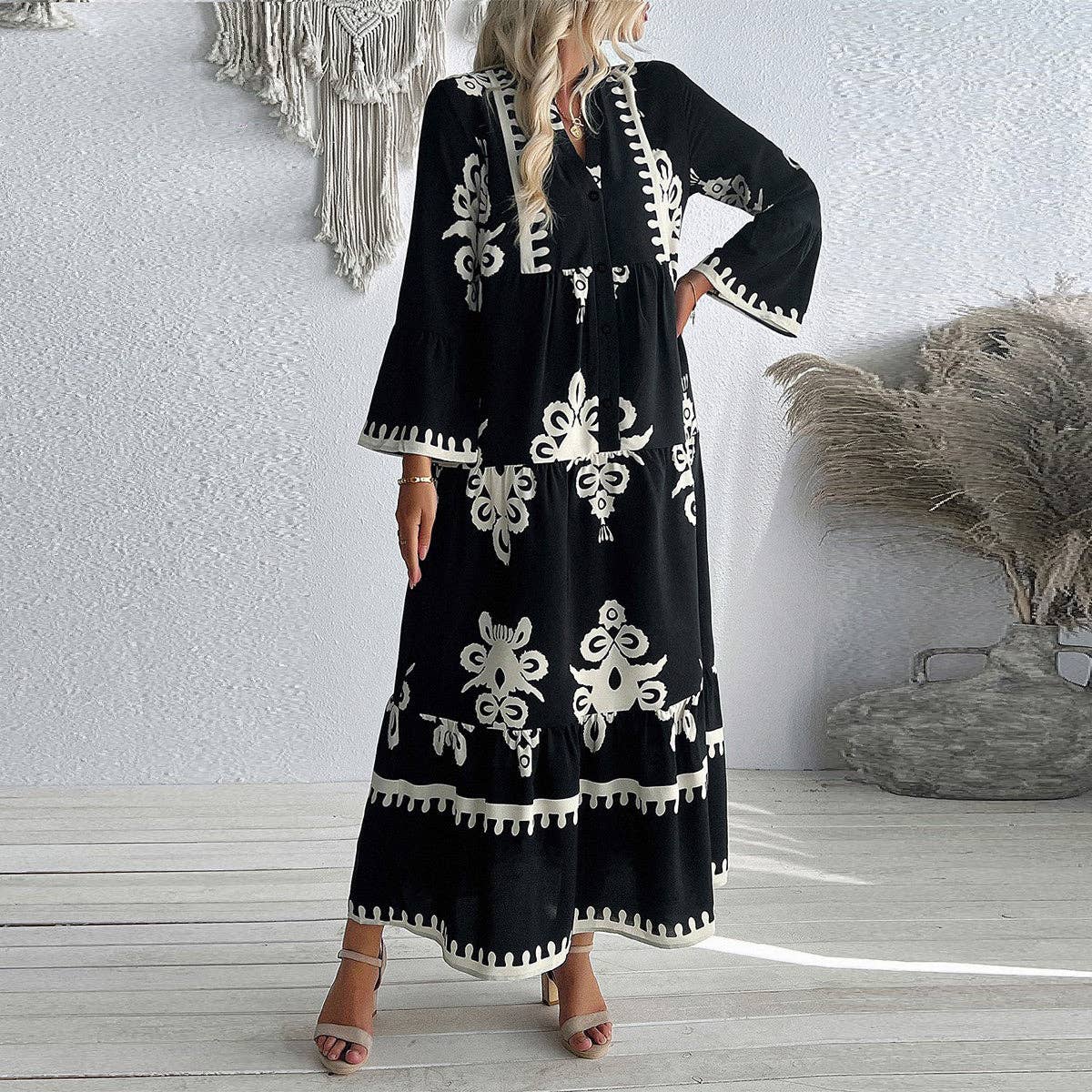 Regal Baroque Midi Dress