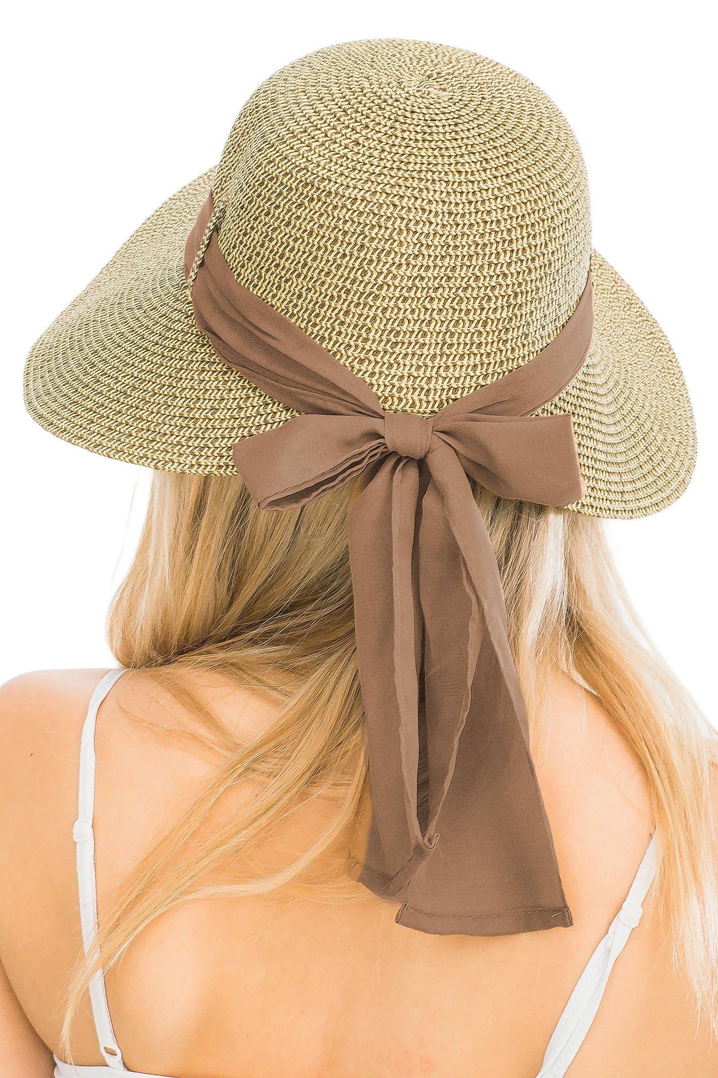 Mix Grain Straw Satin Ribbon Dome Derby Sun Hat