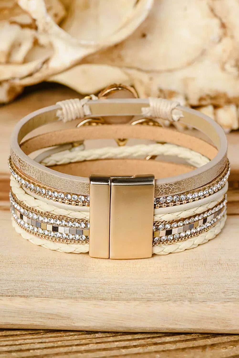 Bohemian Heart Buckle Bracelet | Rhinestone Magnetic