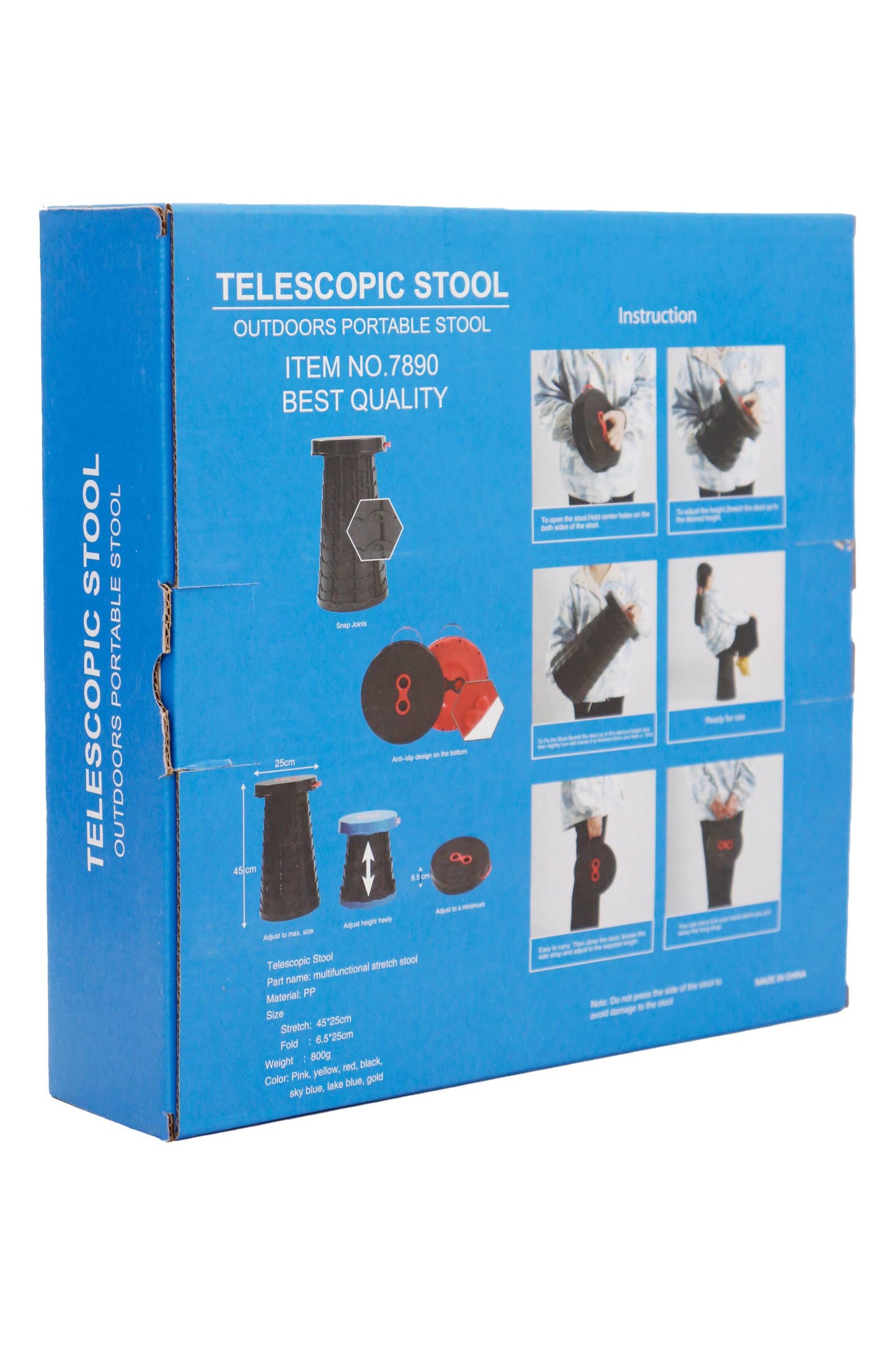 Portable Retractable Telescoping Stool - Rainbow & Black Mix