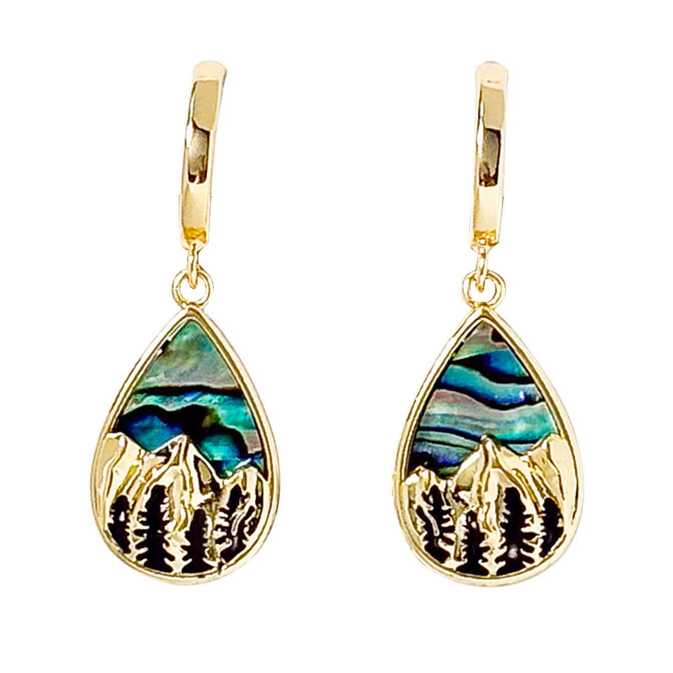 Abalone Mountain Scene Earrings