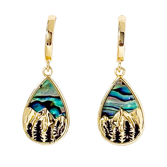 Abalone Mountain Scene Earrings