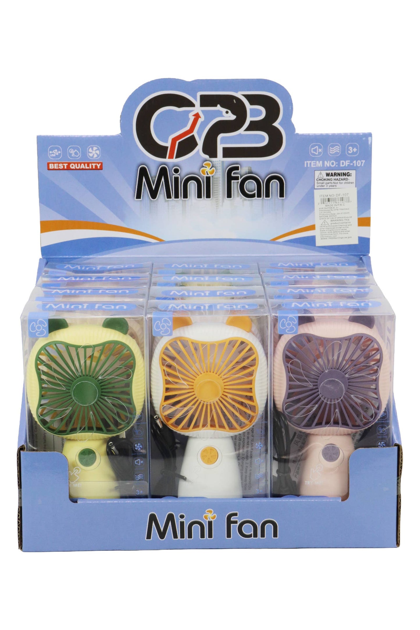 Square Bear Handheld Electric Fan with Display Box