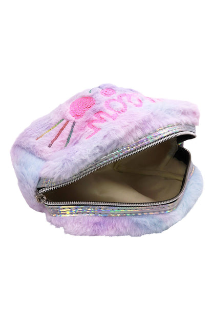 Meow Kitty Sequin Fuzzy Fur Cosmetic Pouch Bag