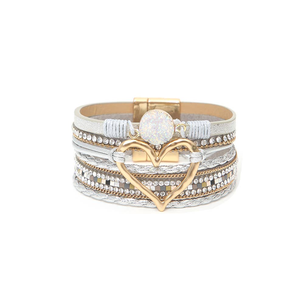 Bohemian Heart Buckle Bracelet | Rhinestone Magnetic