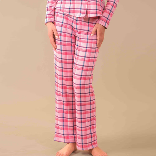 Navy and Pink Plaid Pajama Pants | Cloud Plush PJ Bottoms