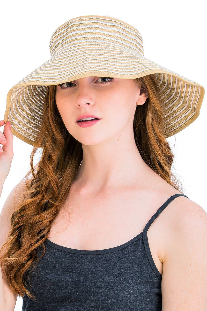 Harbor Stripe Pack And Go Wide Roll-up Sun Hat