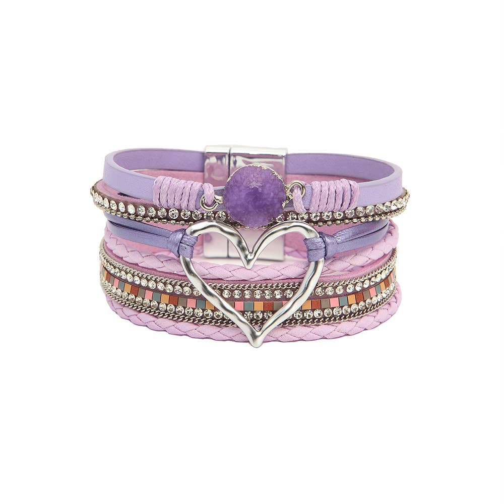 Bohemian Heart Buckle Bracelet | Rhinestone Magnetic