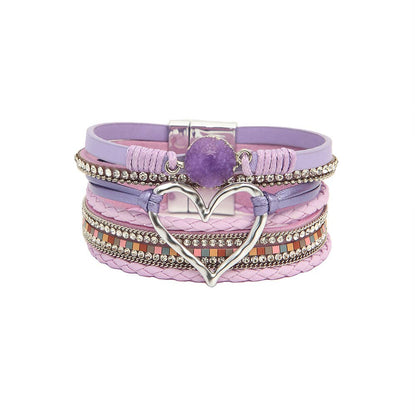 Bohemian Heart Buckle Bracelet | Rhinestone Magnetic