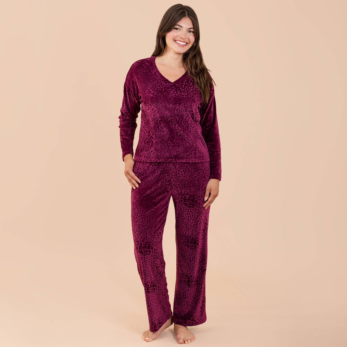 Leopard Luxe Lounge Pajama Pants | Soft Velour PJ Bottoms