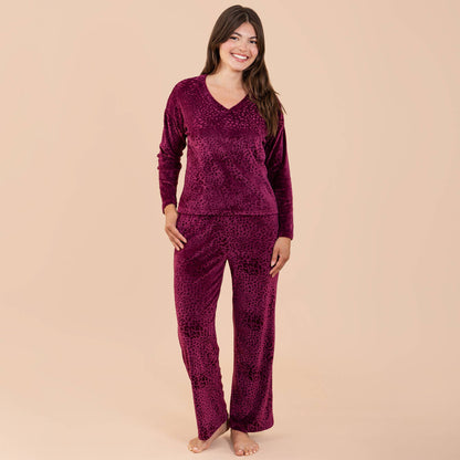 Leopard Luxe Lounge Pajama Pants | Soft Velour PJ Bottoms